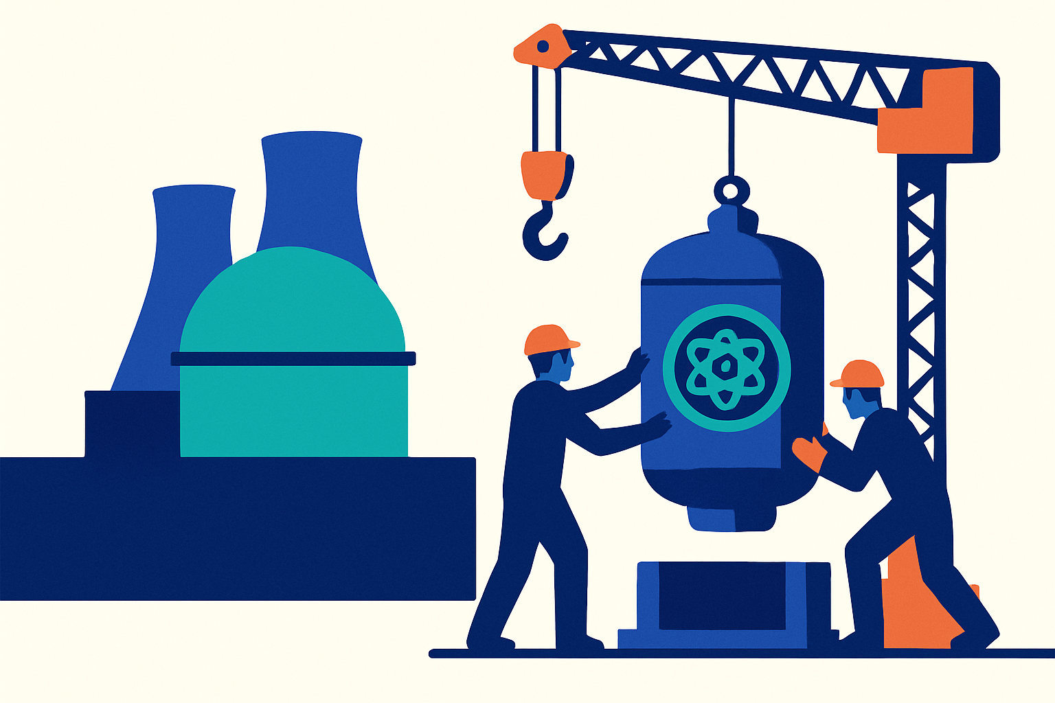 A concrete, representative image for the bottleneck: "Reduced nuclear reactor footprint can add construction challenges" — Some new advanced reactors tout a reduced footprint, but the more compact design can make installation more difficult